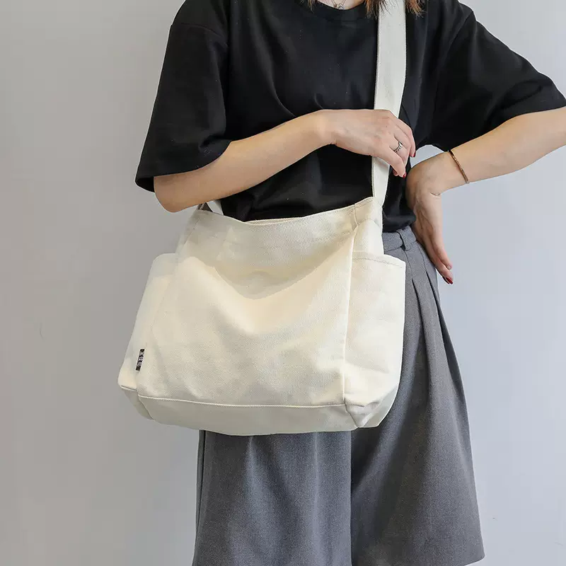 包包女帆布学生单肩包初中生韩版百搭斜挎包女休闲简约外出帆布包