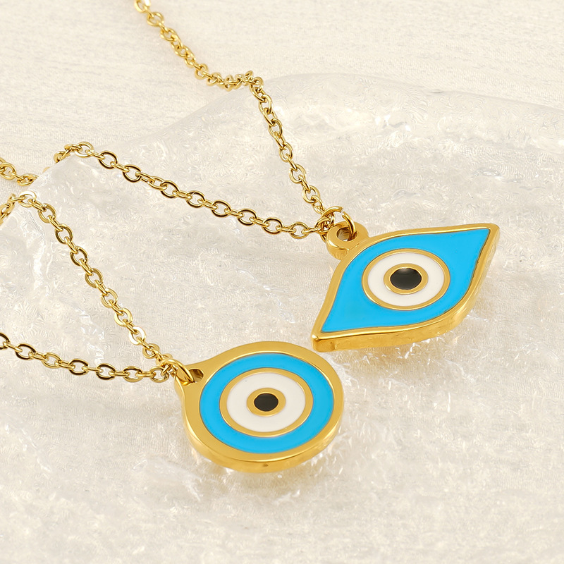 Colar com pingente olho grego aço inoxidável para mulher_voghion.com