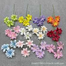 仿真花如意百合3头绽放铁线莲 婚庆路引装饰花艺家居软装