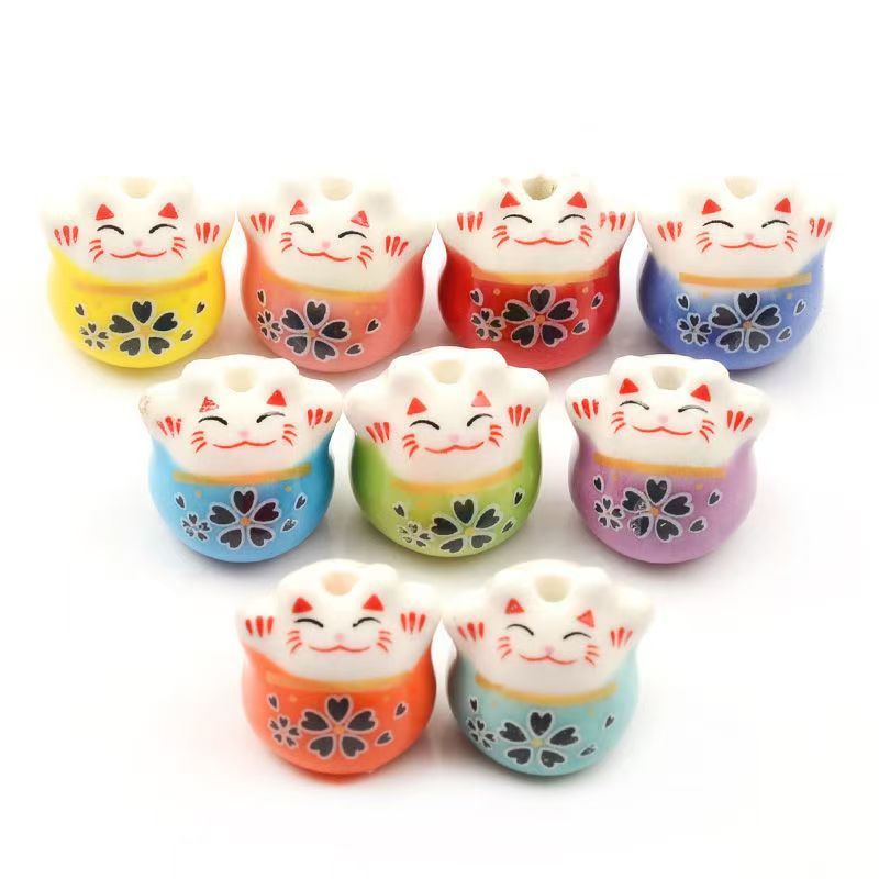 Cerámica de color simple perlada cara de pez cinco pétalos perlas de flores perlas sueltas diy accesorios de decoración de brazalete de cuentas hechas a mano