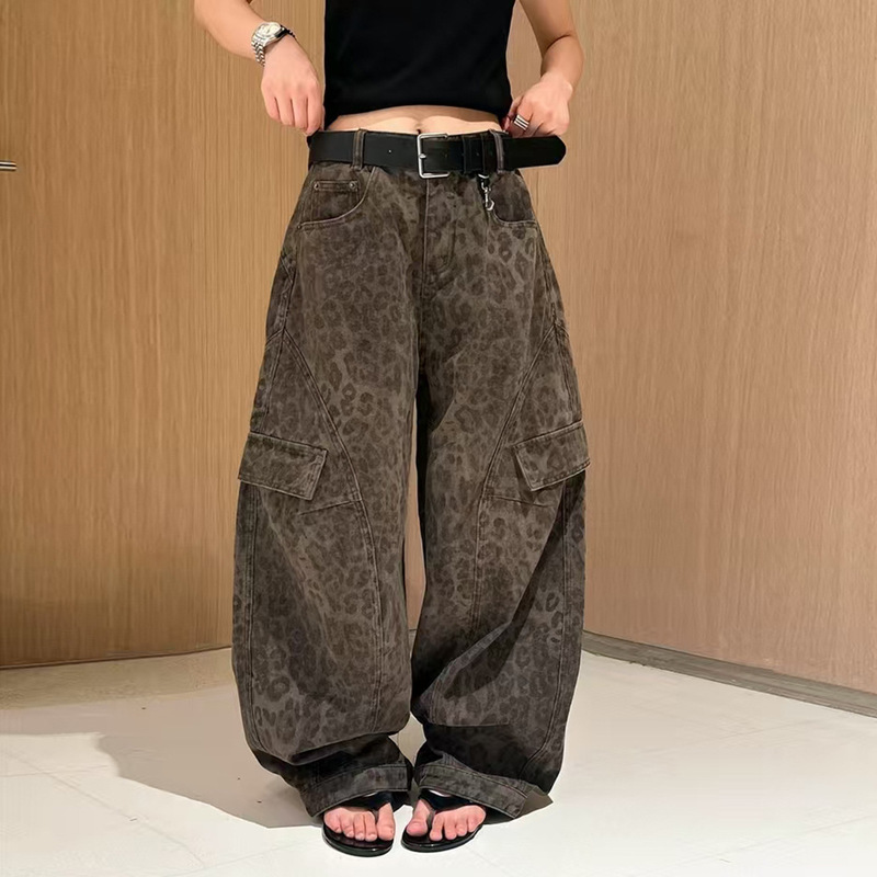 MD American-style multi-pocket work pants for women, 2026 autumn new collection, loose-fitting, casual, wide-leg denim pants with a belt MD American-style multi-pocket work pants for women, 2026 autumn new collection, loose-fitting, casual, wide-leg denim pants with a belt