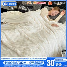 新款外贸跨境亚马逊加厚云貂绒素色提花办公毛毯temu毛毯厂家直销