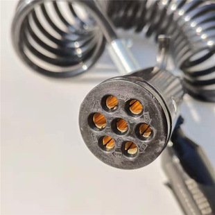 Pure Copper Seven-Hole 7-Core Semi-Trailer Power Connection Cable Large Circle Spiral Spring Cable Assembly Truck Aluminum Alloy Plug