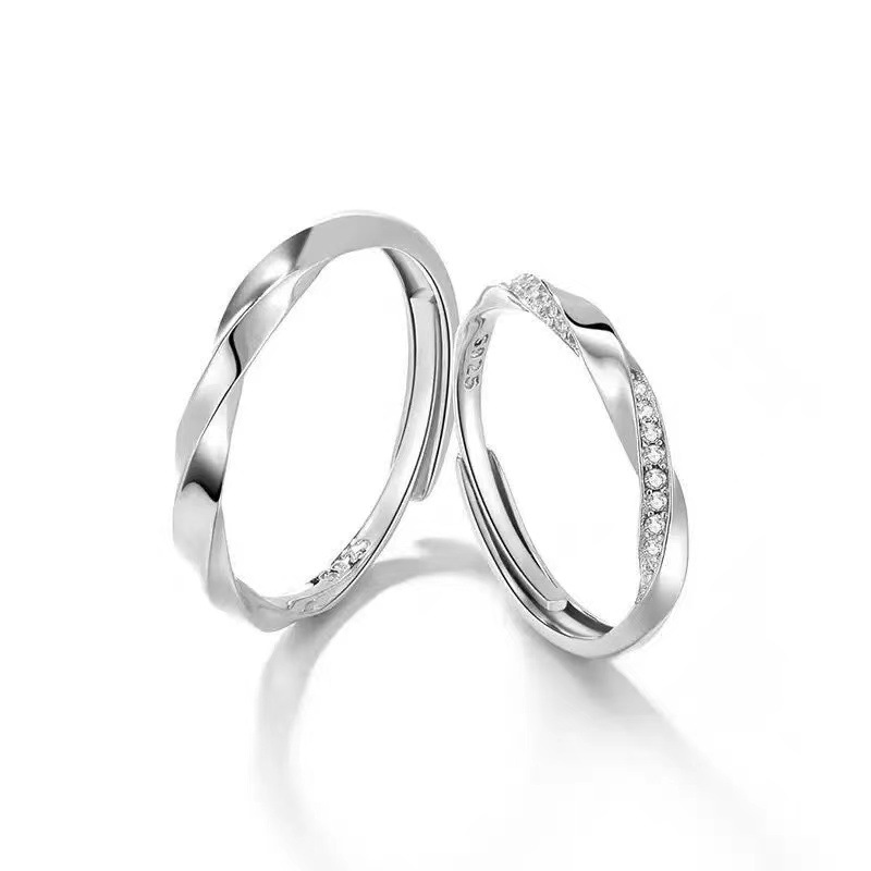 Mobius s925 plata esterlina luz año pareja anillo hombres y mujeres par de luz lujo nicho anillo abierto joyería al por mayor