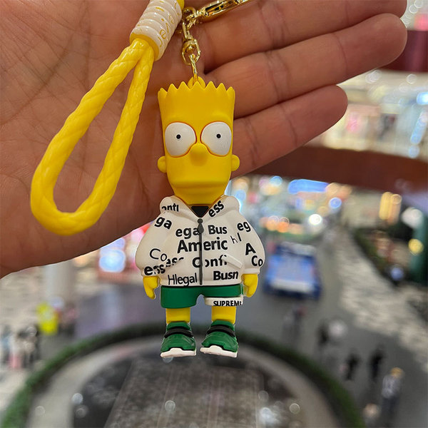 Simpson Cartoon Silicone Key Chain Doll Cute Pendant Toy Bag Hanging Keychain Small Jewelry Wholesale