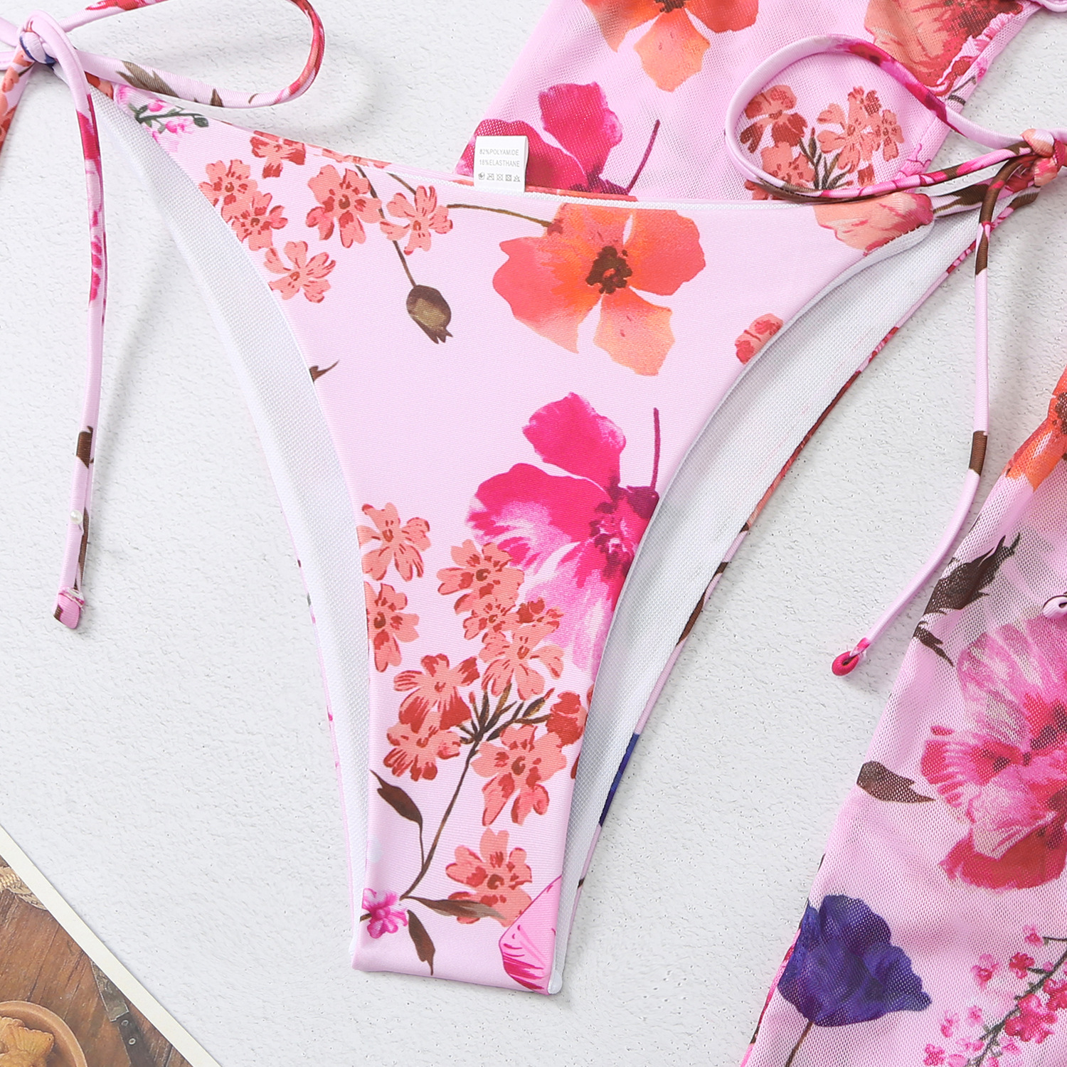 245g Weight Sexy Feel Of Sensation Low Waist Panties Waist Bikini Panties Style Bra&Panty Set Bra Category Polyester Fabric Type 3 Pieces Set Quantity Swimming Pool, Beach Occasion Tropical Pattern Triangle Cup Bra Cup Women's Gender Women's Tropical 3 Pieces Set Bikinis Swimwear 11