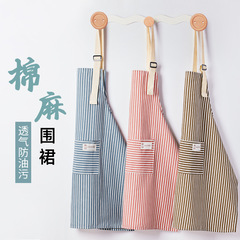 エプロンキッチン家庭用新型防水防油汚れ防止ネット赤綿麻料理家事をして腰を囲んで通気作業服を作る