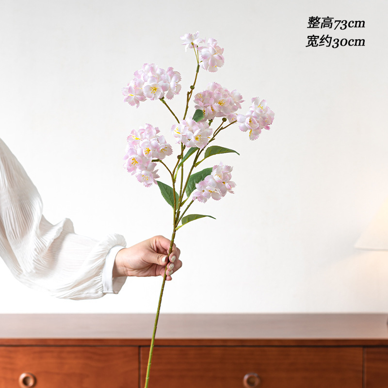 糖果色多头长枝樱花摆设仿真花高级感逼真插花绢花装饰花假花摆件|undefined
