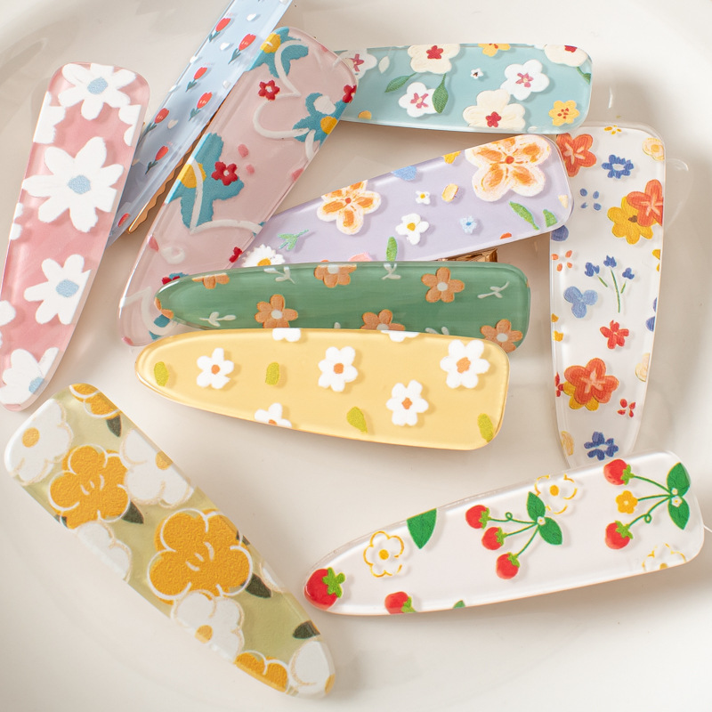 10g Weight Hair Clip Hair Accessories Type 1 Piece Quantity Holiday, Daily Occasion Acrylic Material Plumeria Pattern All Seasons Season Women's Gender Sweet, Pastoral Style Sweet Pastoral Women's Plumeria Acrylic Hair Clip 4