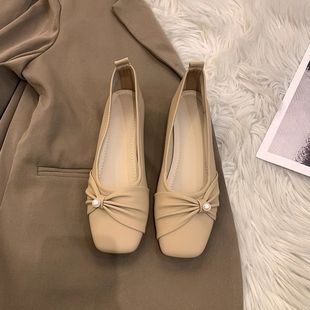 Coarse Heel Soft Sole Comfortable Gentle Evening Shoes Milk Shoes French Style Mary Jane Women's Shoes Soft Leather Dress Single-layer Shoes for Women