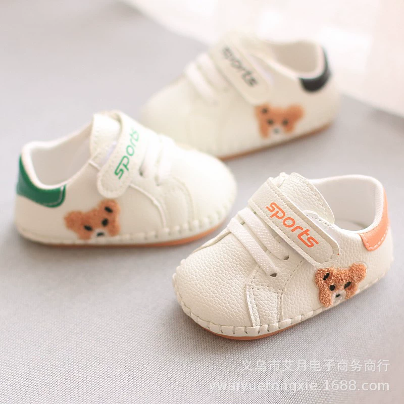 Мужская и женская детская обувь, обувь для малышей, детская обувь с мягкой подошвой, весенние и осенние маленькие кожаные туфли, вышитые туфли-Мишки, маленькие белые