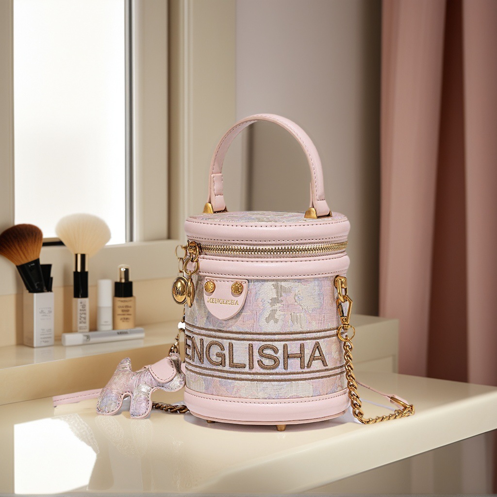 2025 nuevo bolso de cubo bordado de lujo ligero bolso de hombro portátil de viaje de todo fósforo para mujer bolso de mensajero portátil de gran capacidad