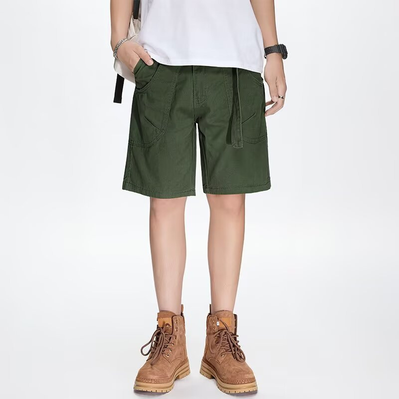 2026 Summer New Casual Stylish Vintage Belted Shorts for Men, Fashionable Design, Loose Fit, Versatile Five-Pocket Shorts 2026 Summer New Casual Stylish Vintage Belted Shorts for Men, Fashionable Design, Loose Fit, Versatile Five-Pocket Shorts