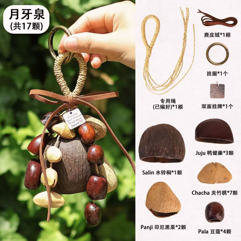 Fruit Shell Rattle Bag Hanging Wind Chime Sound Healing Hanging Bell Plant Fruit Pendant Backpack Car Hanging Decoration DIY Material Kit
