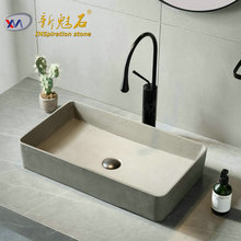 可定制预制混凝土洗手台源厂离地式圆形一体式人造石洗手盆洗手池