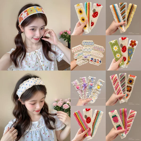 2026 new French-style children's hairbands, flower-themed, cute, with Velcro closures, Korean-style, for securing bangs