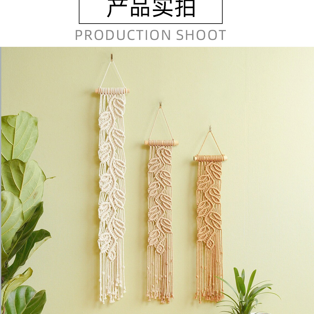 Nuovo INS Vento Corda di cotone Intrecciata a mano Foglia Arazzo Decorazione bohémien Decorazione domestica Appendiabiti da parete_voghion.com