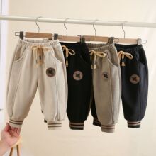宝宝加绒裤子秋冬装男童一体绒长裤儿童加厚运动裤小童休闲薄绒裤
