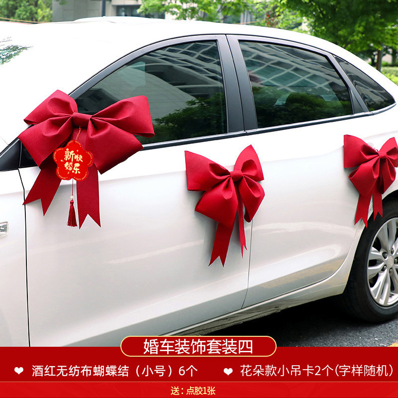 Boda coche decoraciones traje boda coche tocado flor creativa boda arreglo rojo flor artificial boda equipo