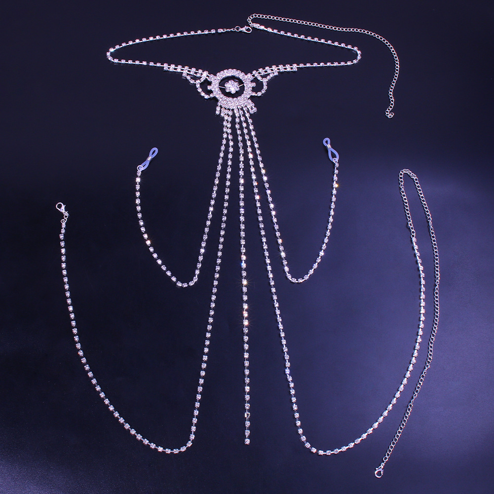 跨境新品_性感流苏乳头链_欧美夜店情趣身体链水钻配饰body