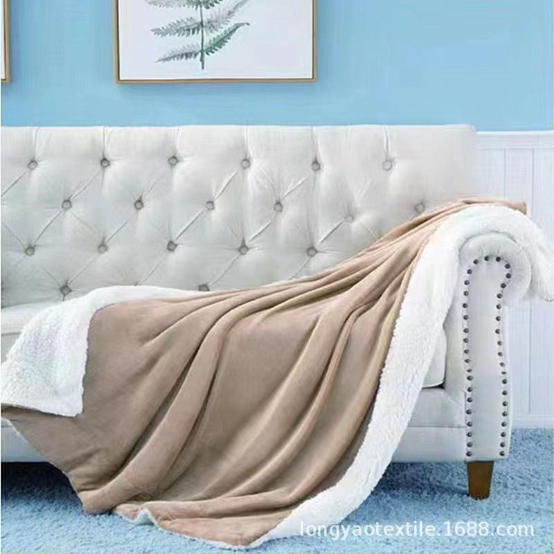 Mantras Sherpa personalizadas de comercio exterior de flanela de cordero de cachemira de doble capa de mantas gruesas mantas de cubierta domésticas mantas de siesta de dormitorio