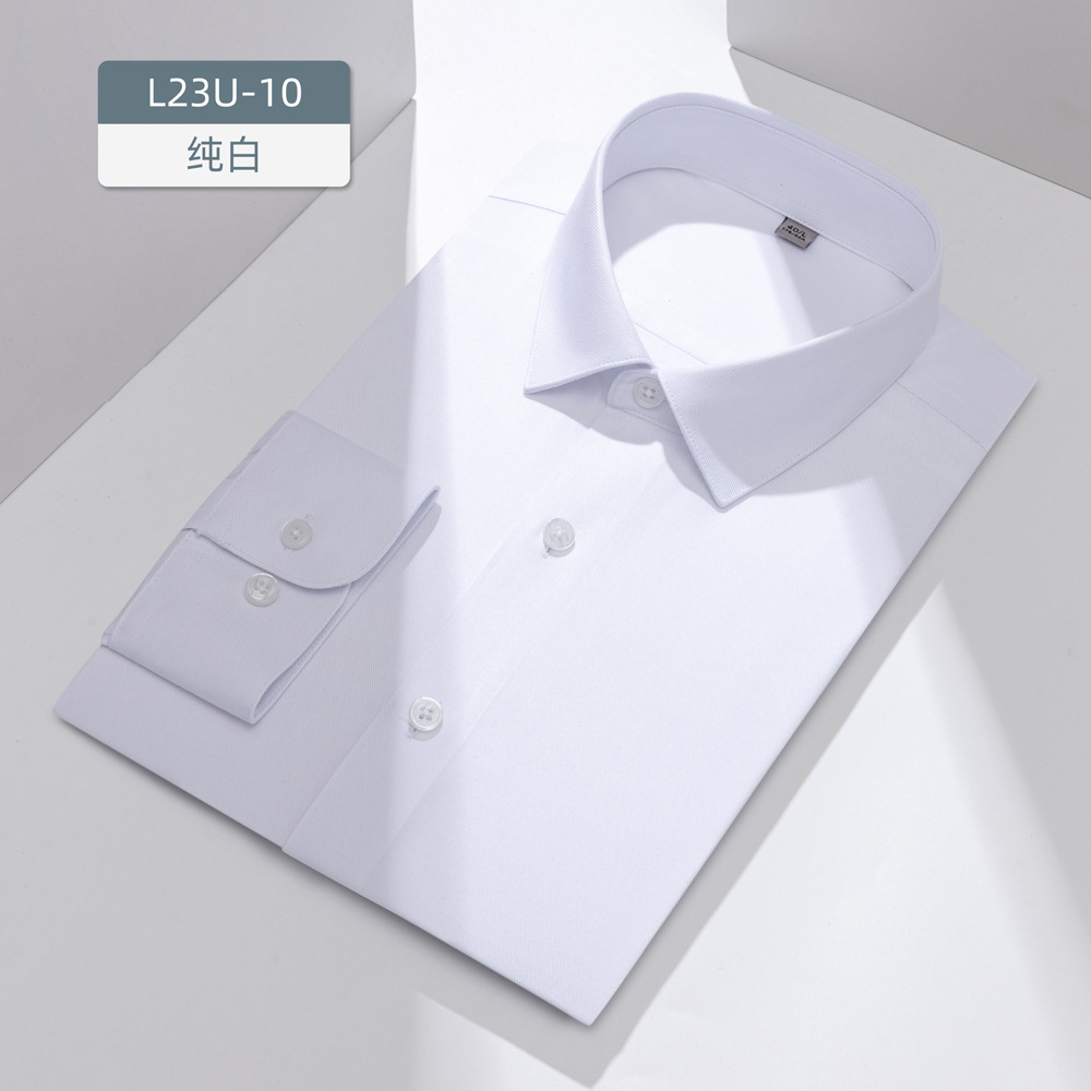 Camisas de lana personalizadas para hombres de mangas largas mezcladas de tiesa de moda de negocios casuales delgadas sin quemar camisa formal para hombres
