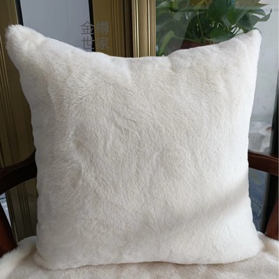 加密兔毛绒纯色抱枕套不含芯床头北欧飘窗靠枕套子客厅方沙发靠垫