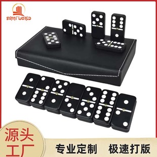 Cross-Border Dominoes Double Six 28 Leather Boxed Dominoes Game Kidsren's Educational Domino Toy