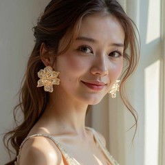 ZA跨境夸张复古简约轻奢气质冷淡风合金花中花独特造型花卉耳钉女