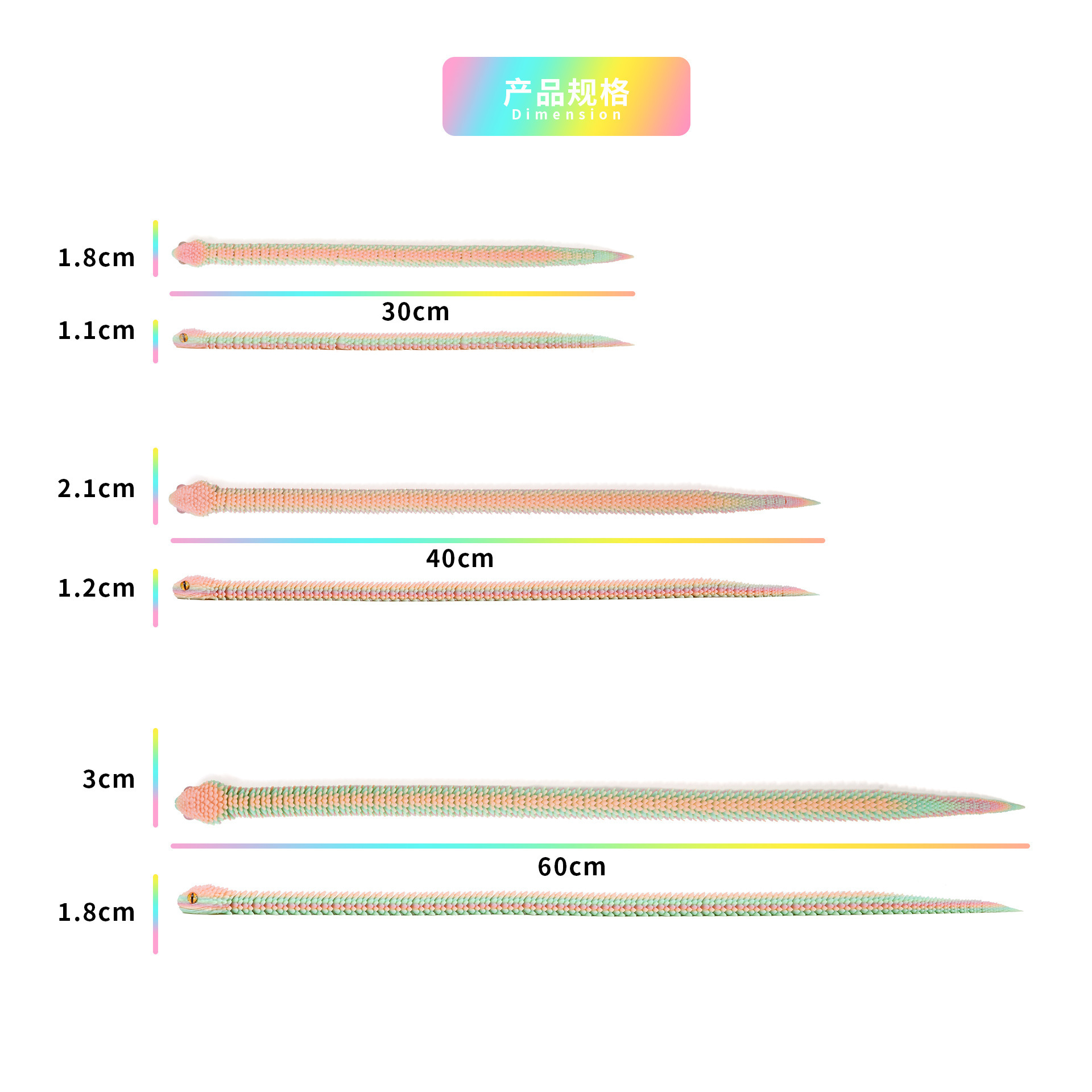 Transfronterizo impresión 3D serpiente viperas adornos hechos a mano modelo de animales de luz nocturna regalo de cumpleaños para niños juguetes impresos en 3D