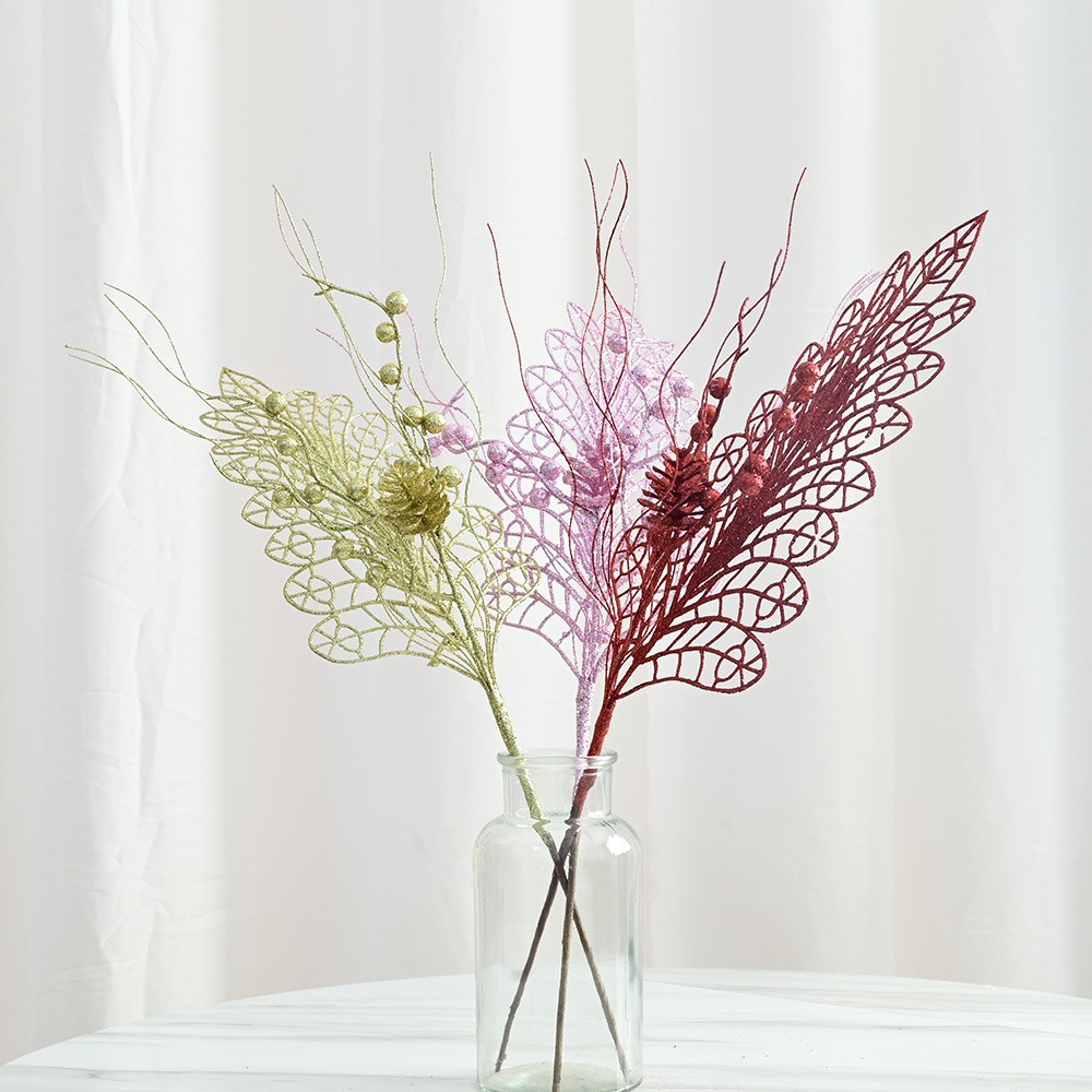 Decoración navideña combinada de piñas y hojas de oro transfronterizas, planta simulada, accesorios para el hogar, piñas y hojas de oro