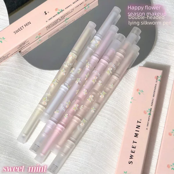 SWEETMINT gorgeous flower season double-headed lying silkworm pen highlight brightening two-in-one waterproof sweat-proof not easy to smudges