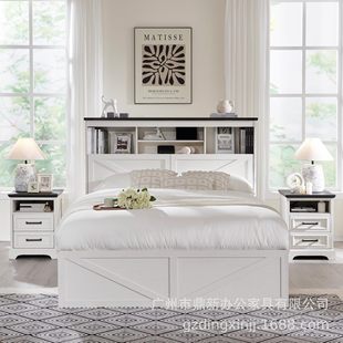 Cross-Border Special Supply of Large-Capacity Storage Panel Bed, Bedside and Side Storage Drawer Frame Structure Double Bed