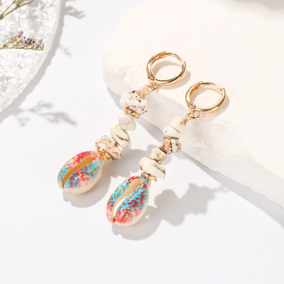 7g Weight Iron Ear Needle Material Drop Earrings Classification 1 Pair Quantity Holiday, Beach Occasion Shell Material Shell Pattern Spring&Summer Season Women's Gender Plating Design Hawaiian, Vacation Style 1 Pair Hawaiian Vacation Shell Plating Shell Drop Earrings 3
