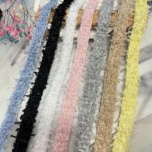 1.5厘米宽白色纸片毛边小香风宽diy粉蓝黄花边辅料压边边条织带