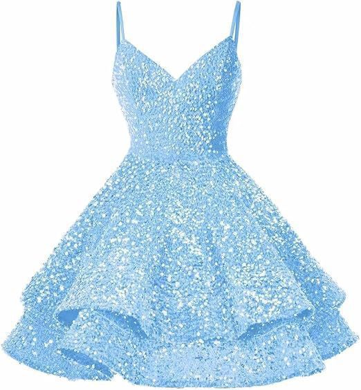 Vestido de noche de lentejuelas azul nuevo vestido corto de tirantes transfronterizo temperamento vestido de fiesta de cumpleaños de alta gama de nicho image 28