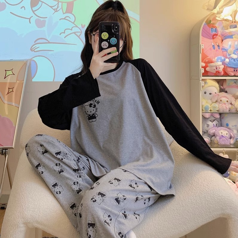 メーカー卸売春と秋の女性用パジャマ漫画ホーム服女の子長袖ズボンラペル在庫ありかわいいダブルロング|undefined