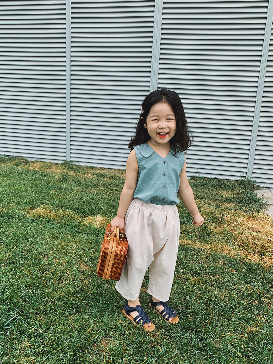 2021女童夏季韩版背心薄防蚊裤套装儿童两件套中小童宝宝上衣裤子|ms