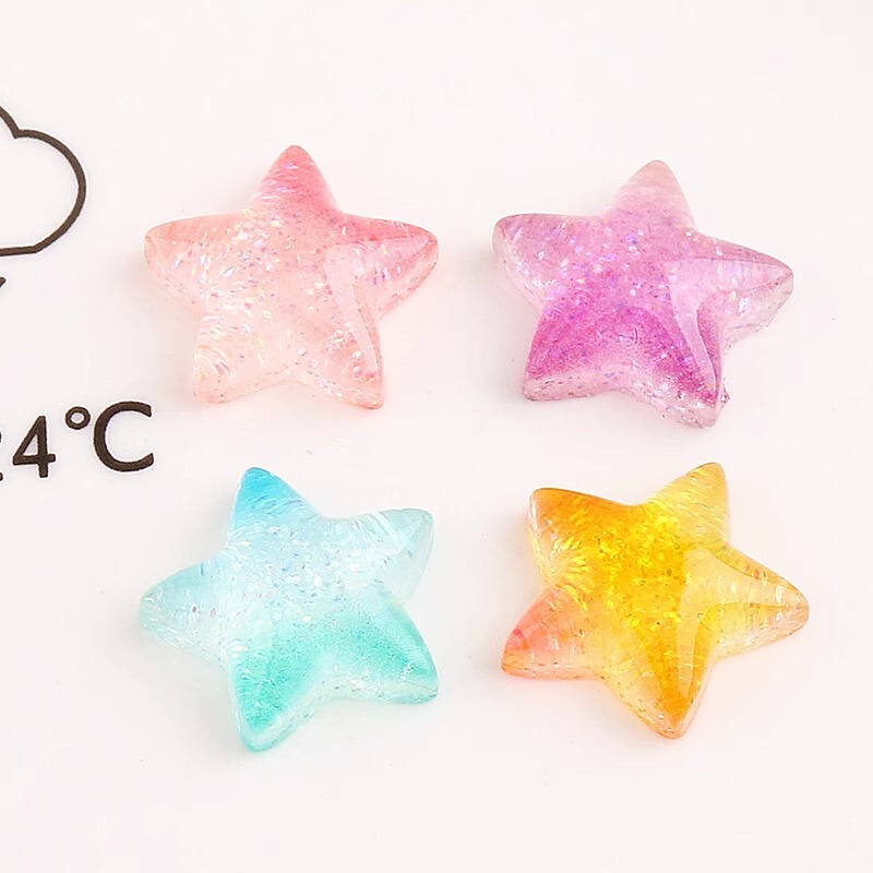 New Resin Accessories Cartoon Simulation Gradient Star DIY Cream Adhesive Mobile Phone Case Patch Storage Box Decoration