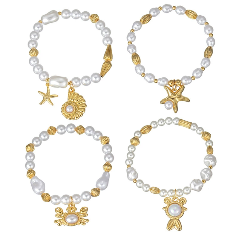 Elegant marine bracelet from pearl stainless steel, jewelry with tassels