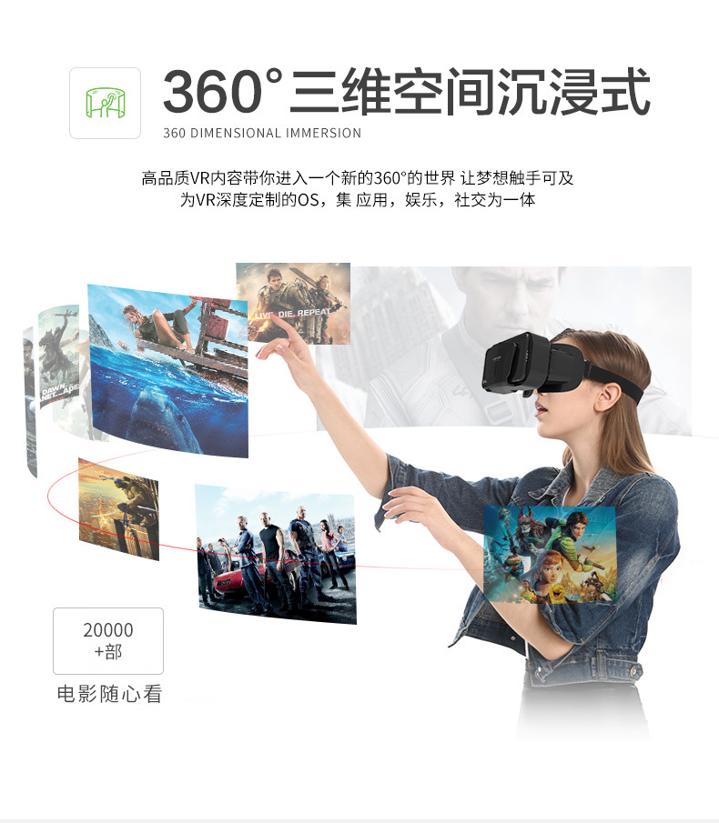 千幻新款头戴式3D虚拟现实vr眼镜手机电影游戏头盔智能数码眼镜详情9