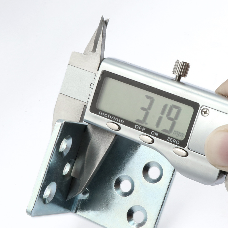 Código de ángulo engrosado 90 grados conectores de muebles en forma de L soporte de soporte fijo de lámina recta negro chapado en zinc blanco código de ángulo