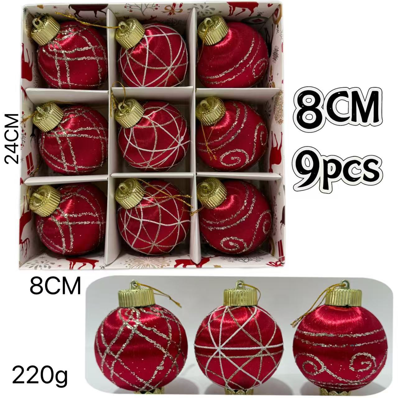 Nuevos bolas de Navidad transfronterizas 8cm / 9pcs decoraciones de árbol de Navidad colgante decoración de Navidad diseño de escena image 18