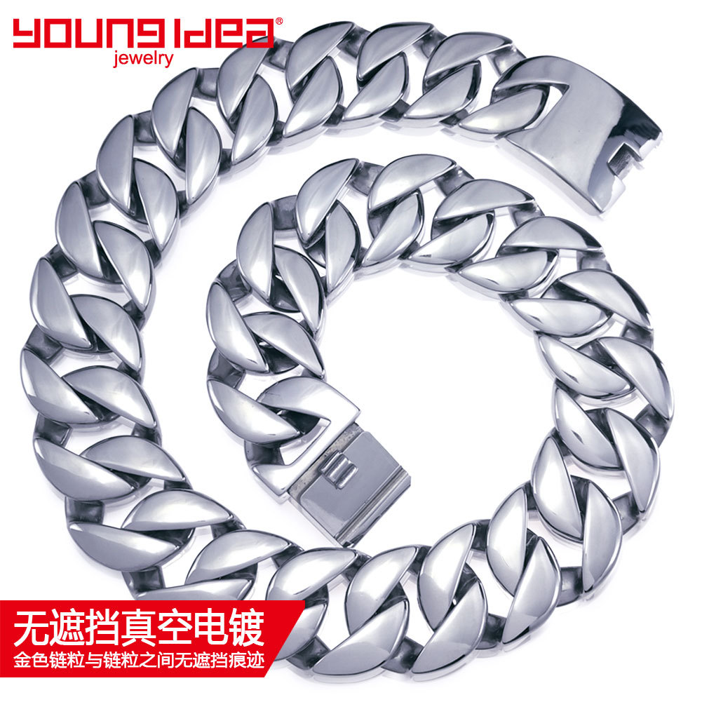 Europa y América nueva 316l Titanium acero hombres grueso collar grande 32mm