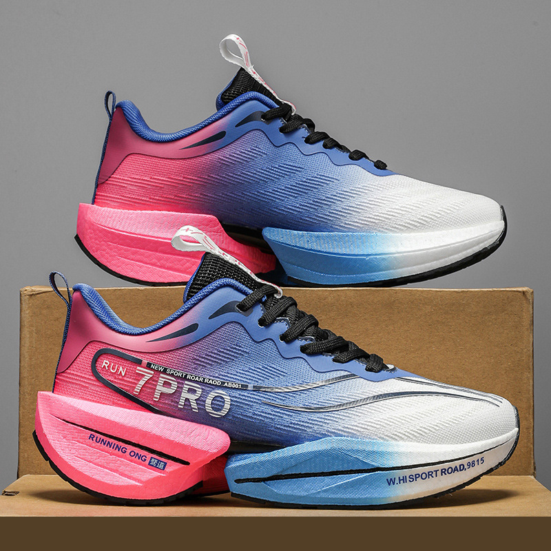 Zapatos de hombre verano 2025 nuevos zapatos de corrida ligeros transpirables amortiguadores de carbono zapatos de carrera pareja personalidad color combinado