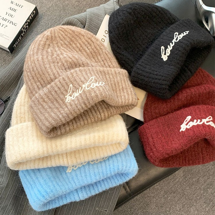 Herbst Winter Für Frauen Amerikanischen Stil Vielseitig Brief Slouchy Beanie Großer Umfang Warme Kopf Wrap Outdoor Casual_voghion.com