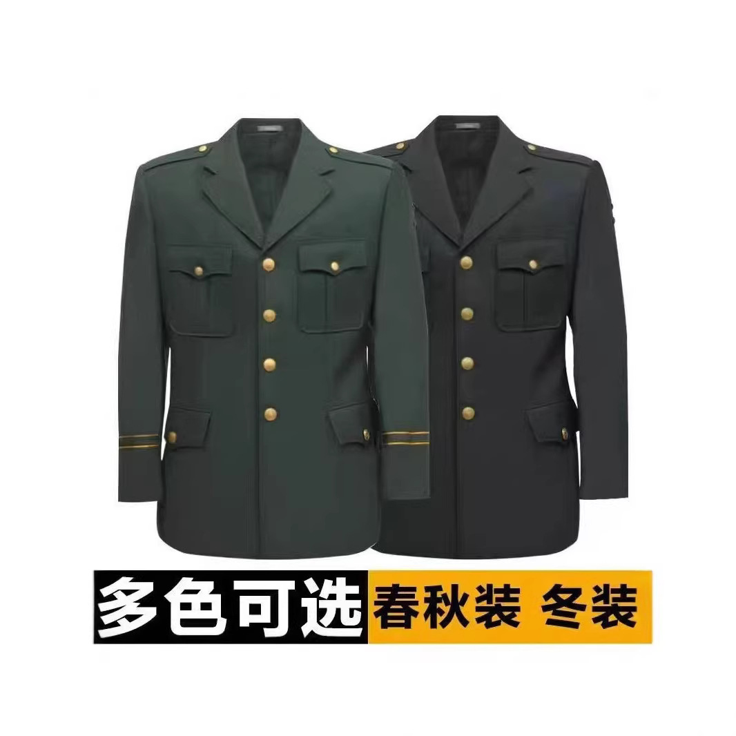 军绿色春秋冬装制服套装男工装中山装工作服保安物业执勤服多色可