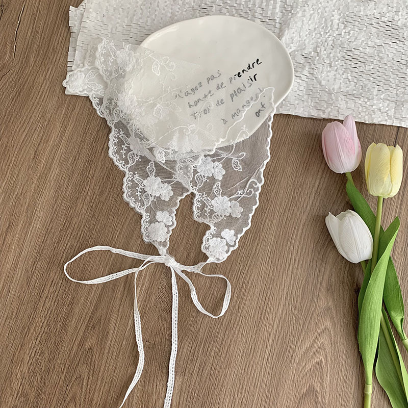 Pañuelo para el cabello pastoral femenino de verano nuevo estilo bufanda de seda multiusos vestido de alta calidad bufanda triangular de encaje correa de cintura