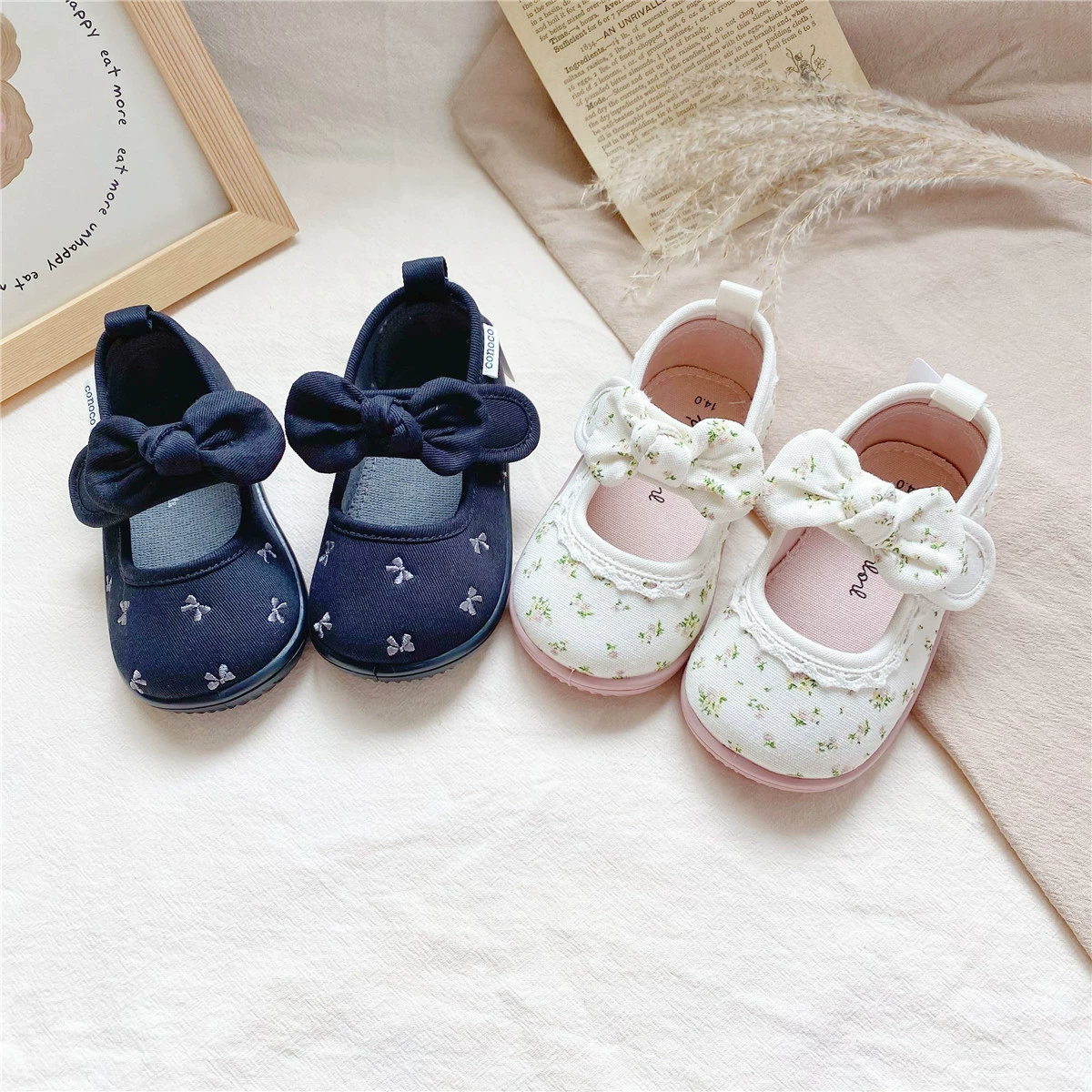 Однодневные банты для девочек с цветочным орнаменом на мягком подошве для детей