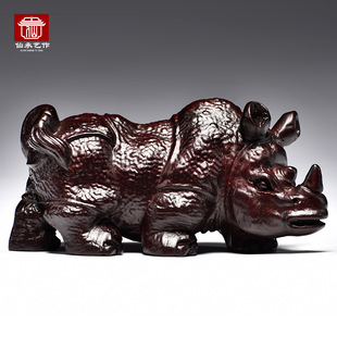 Ebony Solid Wood Carving Ornaments Wood Rhino Home Living Room Office Entrance Decorations Gift Crafts